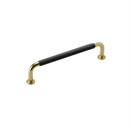 Beslag Design messinki lankavedin 128mm, päällystetty mustalla nahalla